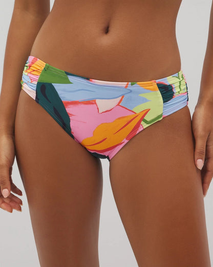 FLIRTY FLORA DARK SEA Soma Swim Ruched Bikini Bottoms