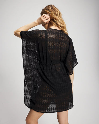 BLACK Sunkissed Crochet Chiffon Caftan