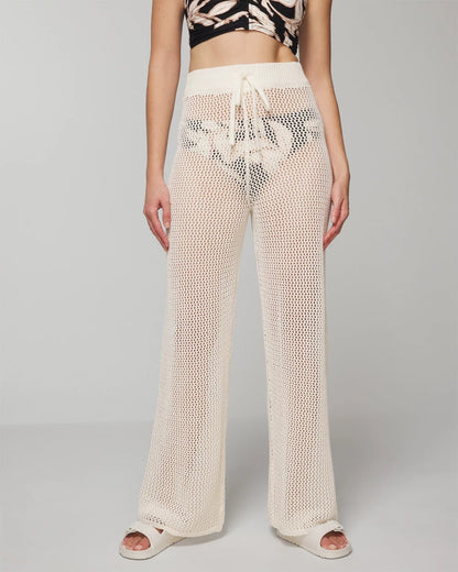 COCONUT Cotton Crochet-Style Wide-Leg Pants