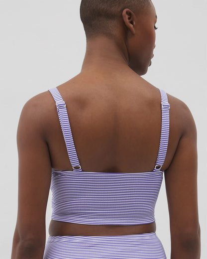 BLUE SEERSUCKER Seersucker V-Wire Cropped Bikini