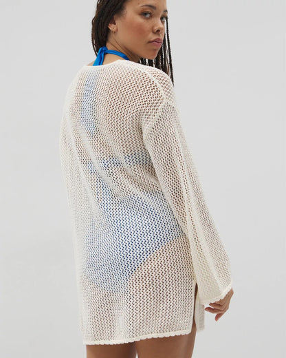COCONUT Cotton Crochet-Style Shift Cover-Up