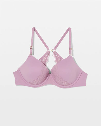 LILAC WINE Perfect Coverage Convertible Bra with Lace back