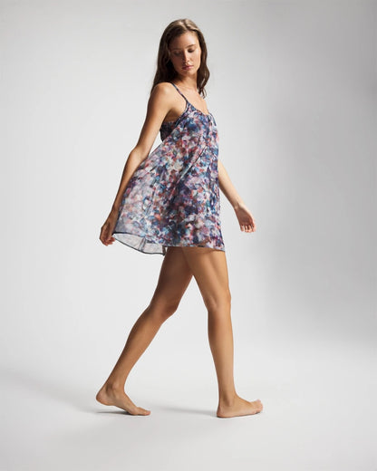 PETAL MOSAIC PETROL Mesh Ruched Chemise