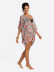 Animal Control Ruffle Cover Up Dress in Rose Multi - Jessica Simpson Sale