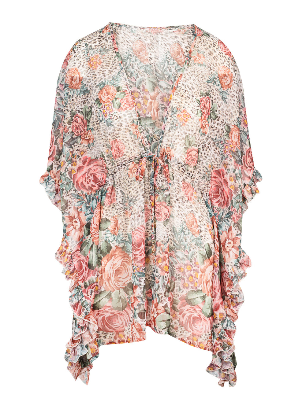 Animal Control Ruffle Cover Up Dress in Rose Multi - Jessica Simpson Sale